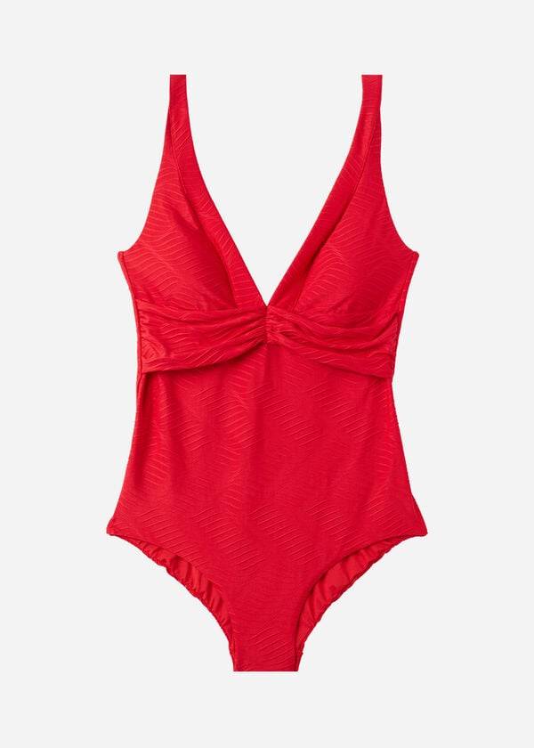 trajes de baño de una pieza genova con relleno rojo de calzedonia para mujer