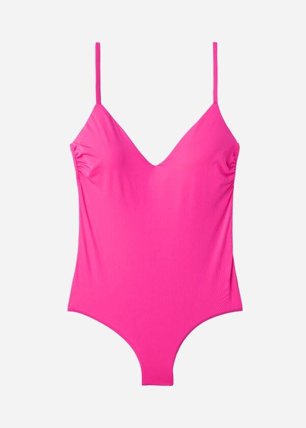 trajes de baño de una pieza con relleno calzedonia indonesia para mujer color rosa