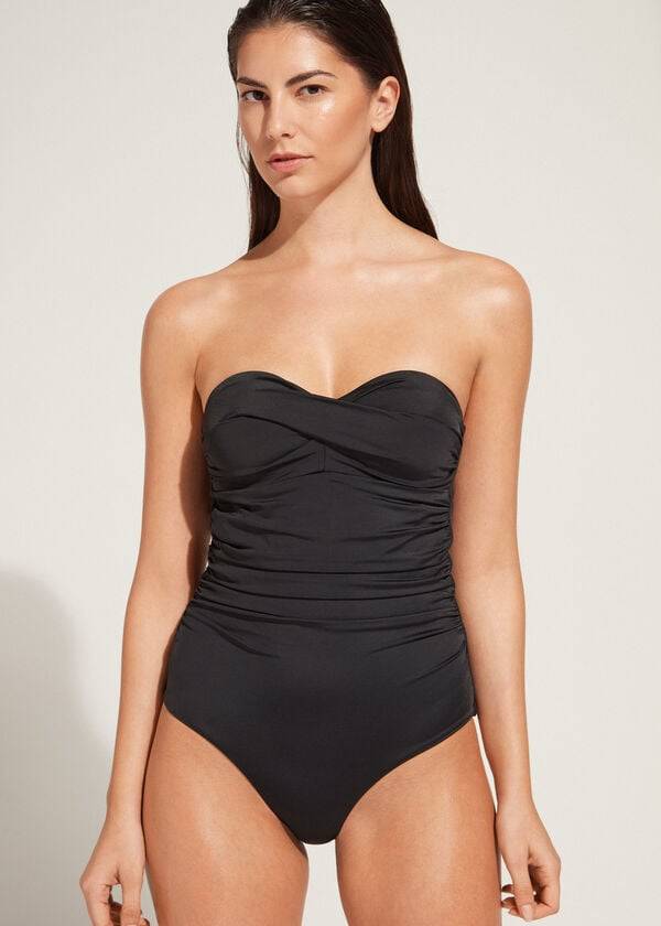 traje de baño de una pieza roma con relleno de calzedonia para mujer color negro