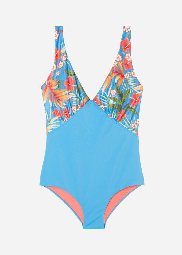 traje de baño de una pieza con efecto moldeador y relleno calzedonia para mujer color verde maui