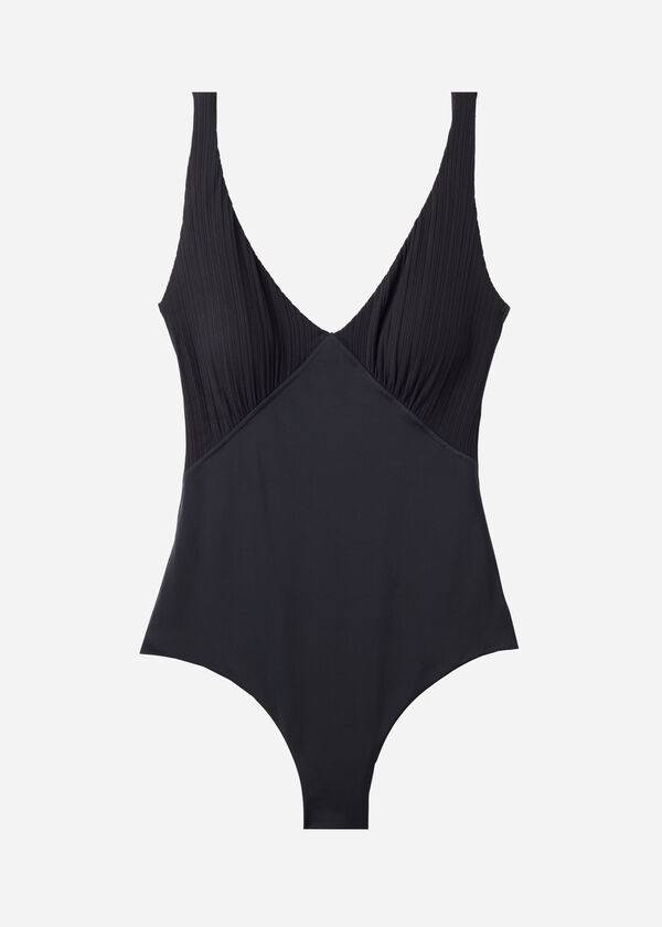 traje de baño de una pieza con relleno y efecto moldeador calzedonia pesaro para mujer color negro
